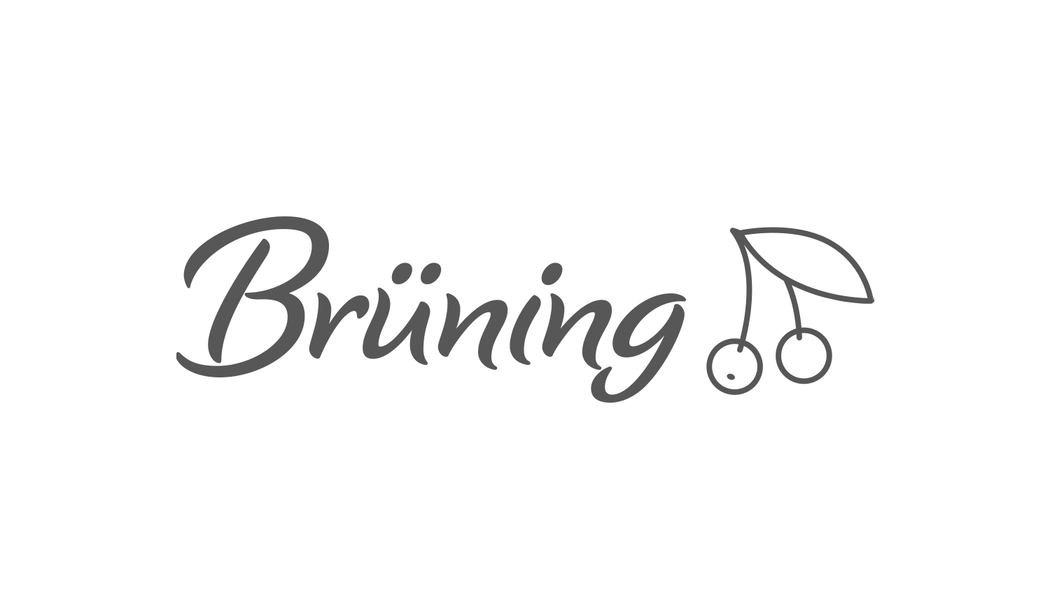 Brüning Logo mit stilisierten Kirschen und Blättern rechts neben dem Firmennamen