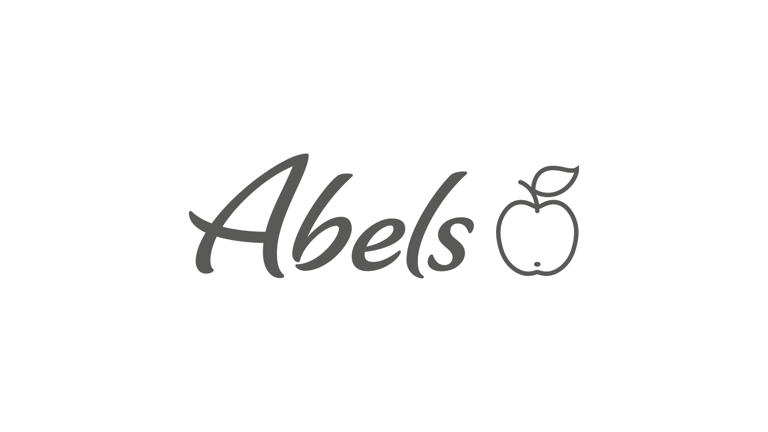 Abels Logo in grauer Schrift mit stilisiertem Apfel rechts neben dem Schriftzug